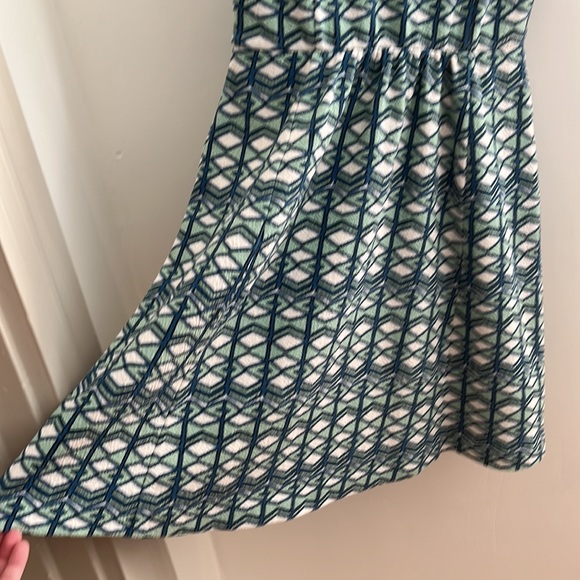 Maeve Green Blue Geometric V-neck Dress - Picture 4 of 11